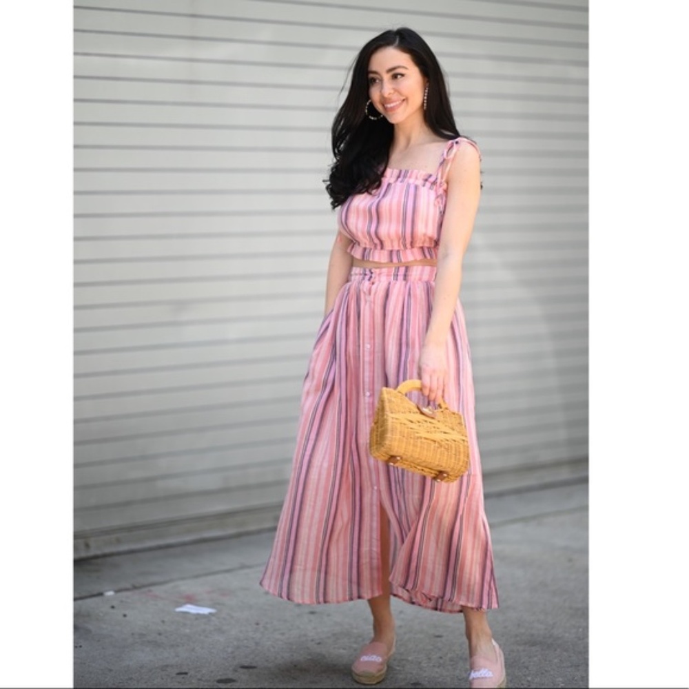 Anthropologie English Factory crop top and midi two piece skirt set size Large